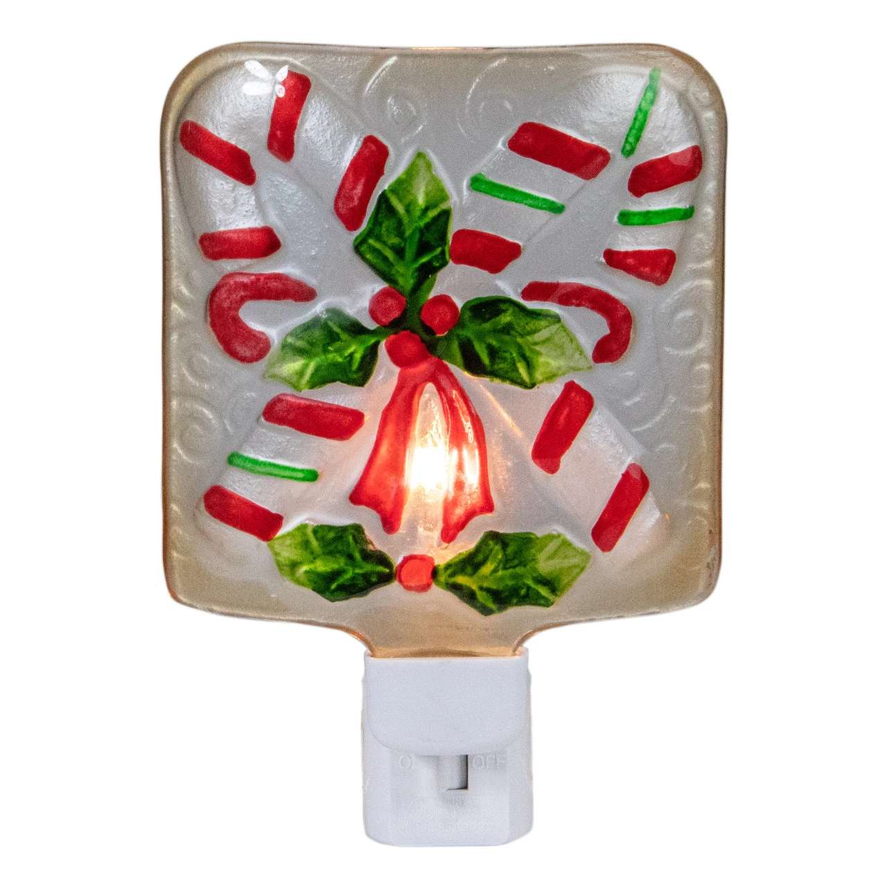 6" White And Red Candy Canes Glass Christmas Night Light 3 6" White And Red Candy Canes Glass Christmas Night Light