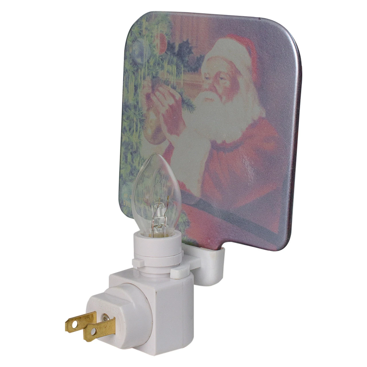6" Norman Rockwell 'Santa Trimming Tree' Glass Christmas Night Light 5 6" Norman Rockwell 'Santa Trimming Tree' Glass Christmas Night Light - Image 3