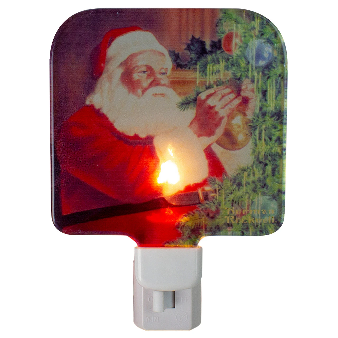 6" Norman Rockwell 'Santa Trimming Tree' Glass Christmas Night Light 3 6" Norman Rockwell 'Santa Trimming Tree' Glass Christmas Night Light