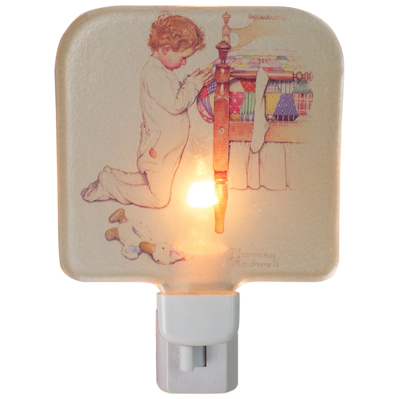 6" Norman Rockwell 'A Christmas Prayer' Glass Night Light 3 6" Norman Rockwell 'A Christmas Prayer' Glass Night Light
