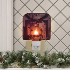 6" Norman Rockwell 'Is He Coming' Glass Christmas Night Light -Beauty Wreaths Shop northlight tn93384 style 03895.1667517365
