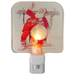 6" Norman Rockwell 'Filling The Stocking' Glass Christmas Night Light