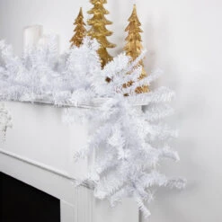 9' X 14" White Canadian Pine Artificial Christmas Garland, Unlit -Beauty Wreaths Shop northlight v04263 styled 56015.1676305402