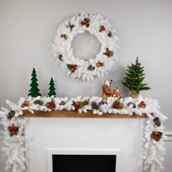 White Canadian Pine Artificial Christmas Wreath, 30 Inch, Unlit -Beauty Wreaths Shop northlight v04271 3 06419.1667657558