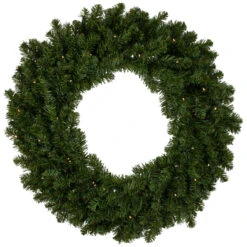 Pre-Lit Canadian Pine Artificial Christmas Wreath, 30-Inch, Clear Lights