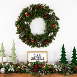 Pre-Lit Canadian Pine Artificial Christmas Wreath - 30-Inch, Multi Lights -Beauty Wreaths Shop northlight v15882 3 66550.1667534226