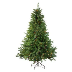 6' Pre-Lit Medium Canadian Pine Artificial Christmas Tree - Multicolor Lights