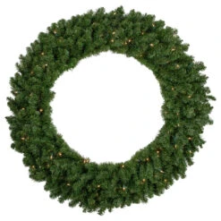 Pre-Lit Canadian Pine Artificial Christmas Wreath - 48-Inch, Clear Lights