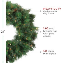 Pre-Lit Royal Oregon Pine Artificial Christmas Wreath - 24-Inch, Clear Lights -Beauty Wreaths Shop northlight v15939 thumbnail 71040.1667573420