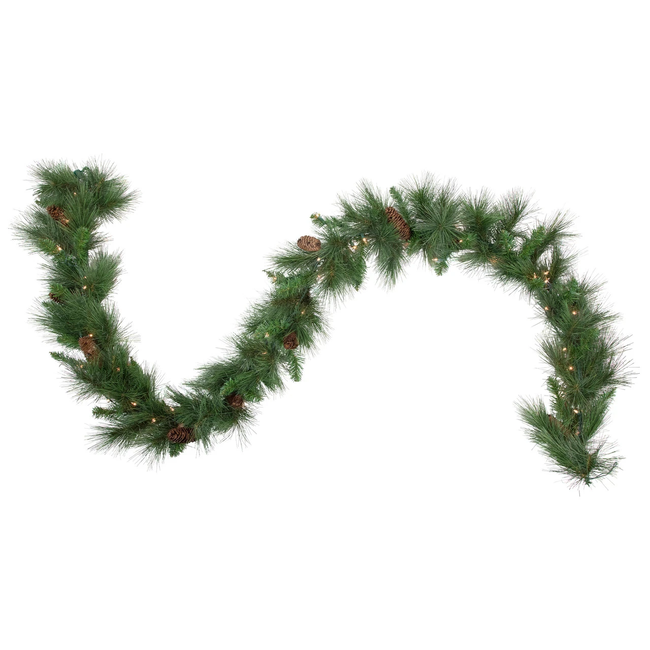 9' X 12" Pre-Lit White Valley Pine Needle Artificial Christmas Garland, Clear Lights 3 9' X 12" Pre-Lit White Valley Pine Needle Artificial Christmas Garland, Clear Lights