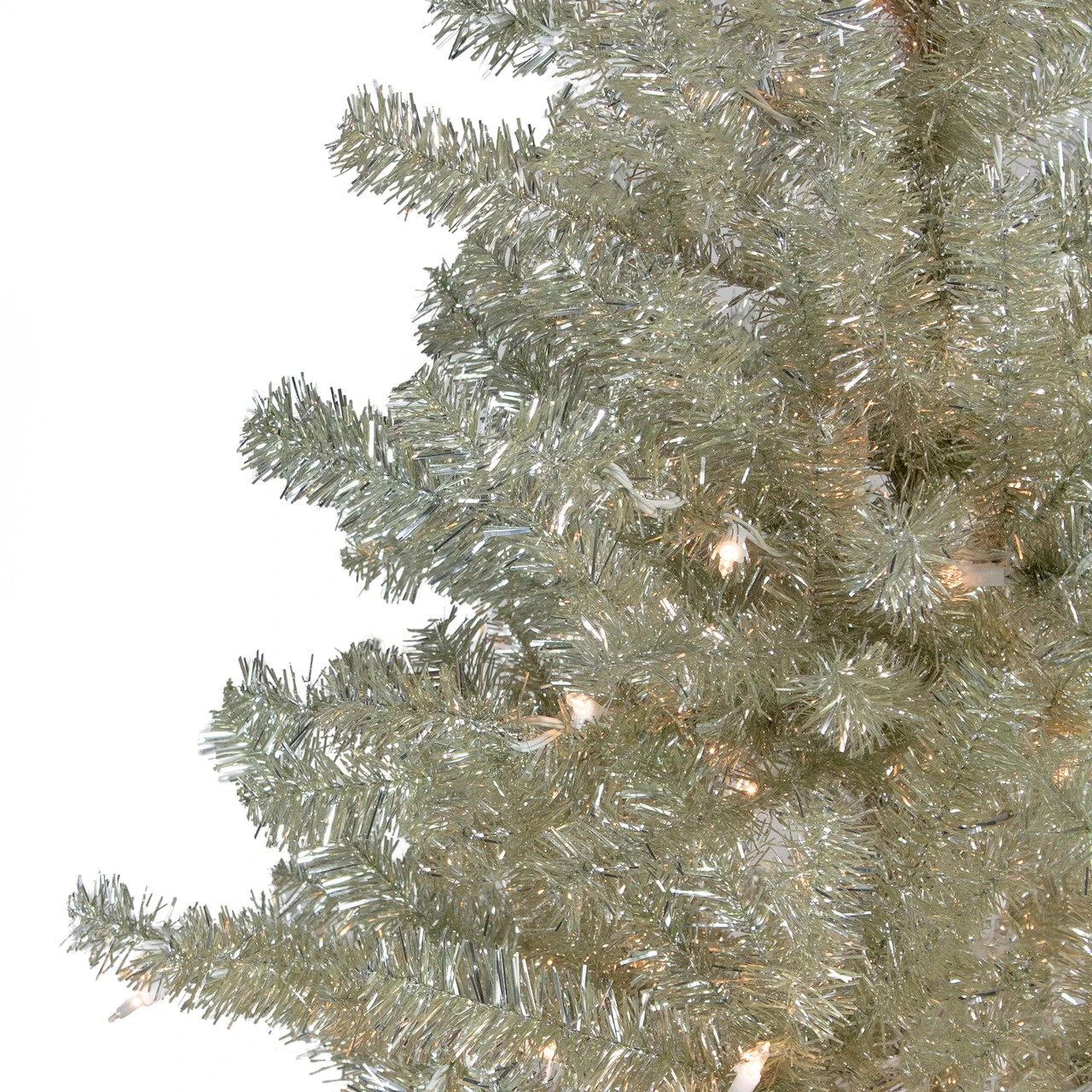 9' Pre-Lit Metallic Platinum Artificial Tinsel Christmas Tree - Clear Lights 5 9' Pre-Lit Metallic Platinum Artificial Tinsel Christmas Tree - Clear Lights - Image 3