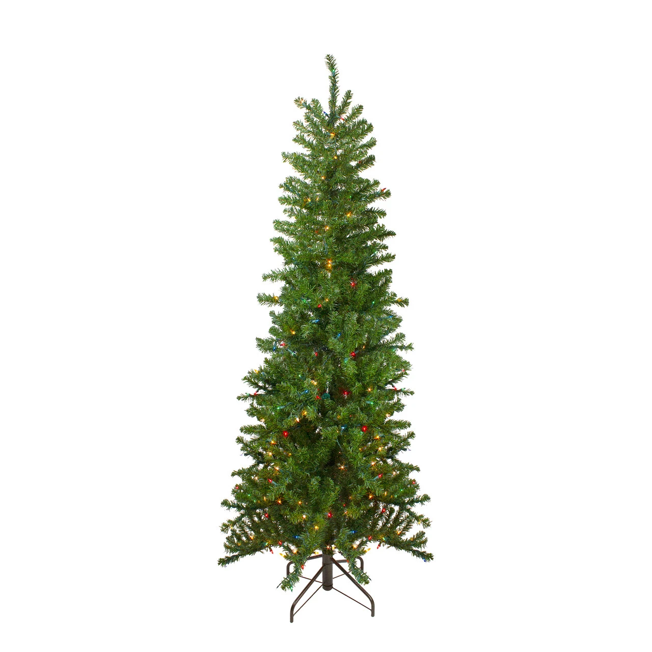 6.5' Pre-Lit Canadian Pine Artificial Pencil Christmas Tree - Multi Lights 3 6.5' Pre-Lit Canadian Pine Artificial Pencil Christmas Tree - Multi Lights