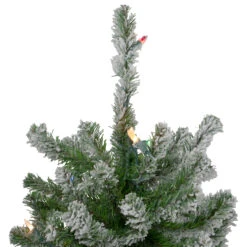 Set Of 3 Pre-Lit Flocked Alpine Artificial Christmas Trees 5' - Multi Lights -Beauty Wreaths Shop northlight v27442 3updated 15626.1667533893