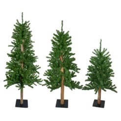 Set Of 3 Alpine Artificial Christmas Trees 4', 5' And 6' - Unlit