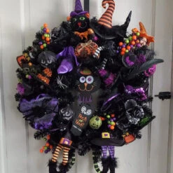 24" Black Colorado Spruce Artificial Halloween Wreath, 24-Inch, Unlit -Beauty Wreaths Shop northlight v87067 cxpic 04802.1677570789