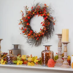 Leaves And Berries Artificial Fall Harvest Twig Wreath - 24 Inch, Unlit 6 Leaves And Berries Artificial Fall Harvest Twig Wreath - 24 Inch, Unlit -Beauty Wreaths Shop northlight vm02192 3 42749.1667573571