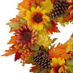 Sunflower And Pine Cone Artificial Thanksgiving Wreath - 24-Inch, Unlit -Beauty Wreaths Shop northlight vm26529 1 79371.1667487591