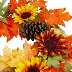 Sunflower And Pine Cone Artificial Thanksgiving Wreath - 24-Inch, Unlit -Beauty Wreaths Shop northlight vm26529 4 92842.1667487592