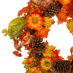 Orange Pumpkins, Pine Cones And Berries Fall Harvest Wreath - 24 Inch, Unlit -Beauty Wreaths Shop northlight vm26537 2 23946.1667575554