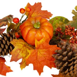 Orange Pumpkins, Pine Cones And Berries Fall Harvest Wreath - 24 Inch, Unlit -Beauty Wreaths Shop northlight vm26537 4 73088.1667575554