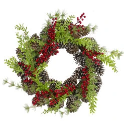 Frosted Pine Cones And Berries Artificial Christmas Wreath - 18-Inch, Unlit