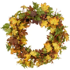 Berries And Twigs Artificial Thanksgiving Wreath Yellow 30-Inch - Unlit