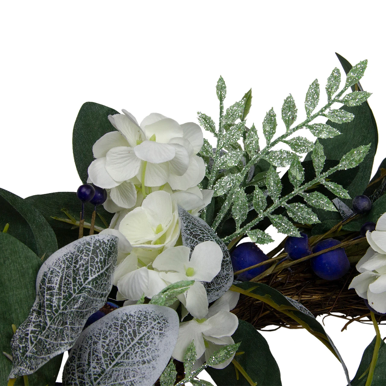 Iced Hydrangeas, Blueberries, And Foliage Artificial Christmas Wreath - 26 Inch, Unlit 6 Iced Hydrangeas, Blueberries, And Foliage Artificial Christmas Wreath - 26 Inch, Unlit - Image 4