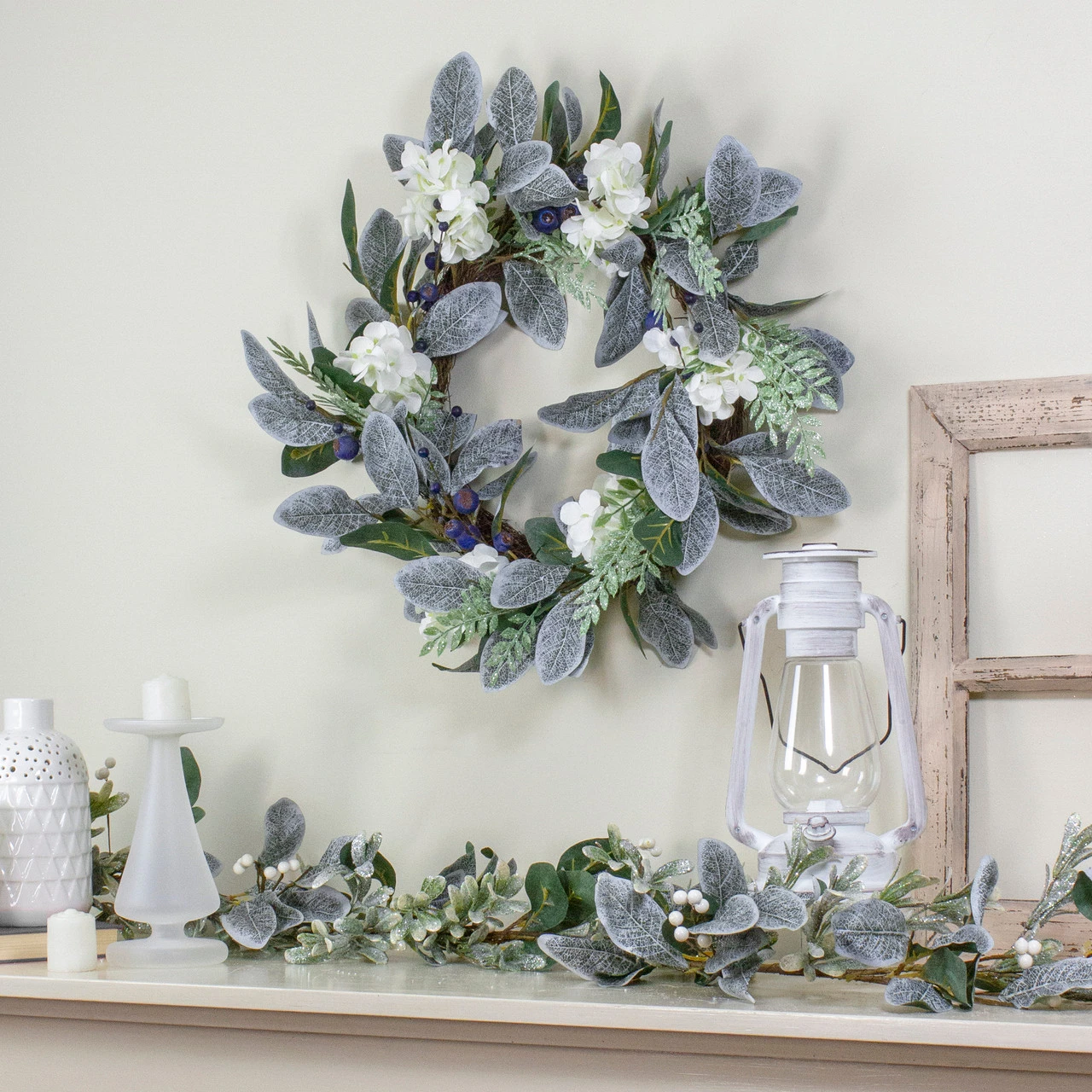 Iced Hydrangeas, Blueberries, And Foliage Artificial Christmas Wreath - 26 Inch, Unlit 4 Iced Hydrangeas, Blueberries, And Foliage Artificial Christmas Wreath - 26 Inch, Unlit - Image 2