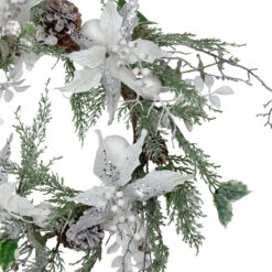 Iced White Poinsettia Artificial Christmas Wreath - 22 Inch, Unlit -Beauty Wreaths Shop northlight vm26552 1 00264.1667491065