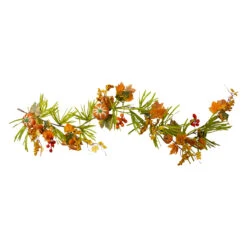 5' X 10" Pumpkins And Berries With Leaves Artificial Thanksgiving Garland - Unlit