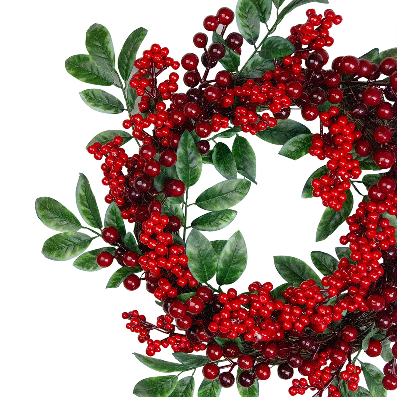 Red Berries And Two-Tone Green Leaves Artificial Christmas Wreath - 18-Inch, Unlit 5 Red Berries And Two-Tone Green Leaves Artificial Christmas Wreath - 18-Inch, Unlit - Image 3