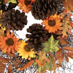Sunflowers And Pine Cones Fall Artificial Thanksgiving Wreath, 24-Inch, Unlit -Beauty Wreaths Shop northlight vm37817 2 77636.1678902208