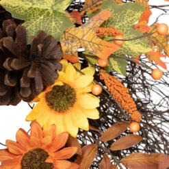 Sunflowers And Pine Cones Fall Artificial Thanksgiving Wreath, 24-Inch, Unlit -Beauty Wreaths Shop northlight vm37817 3 19296.1678902208