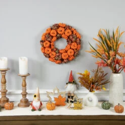 Pumpkin Artificial Fall Harvest Wreath, 15 Inch Unlit 9 Pumpkin Artificial Fall Harvest Wreath, 15 Inch Unlit -Beauty Wreaths Shop northlight vm37845 styled 2 70807.1684450108