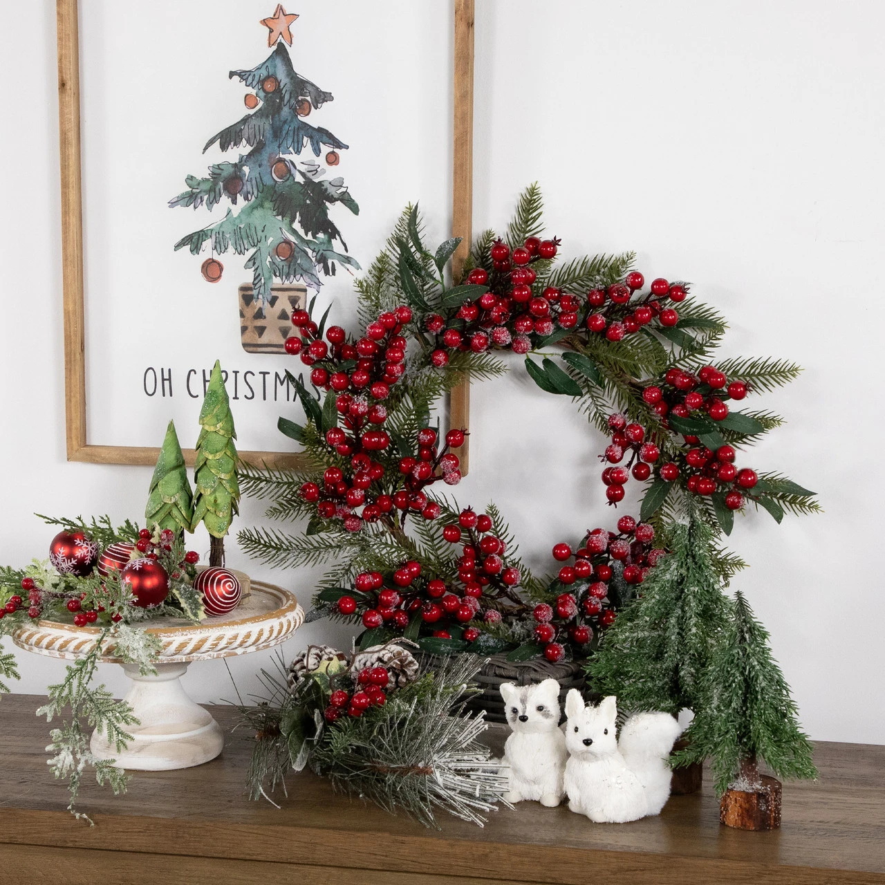 Frosted Red Berries And Foliage Artificial Christmas Wreath,18-Inch, Unlit 4 Frosted Red Berries And Foliage Artificial Christmas Wreath,18-Inch, Unlit - Image 2