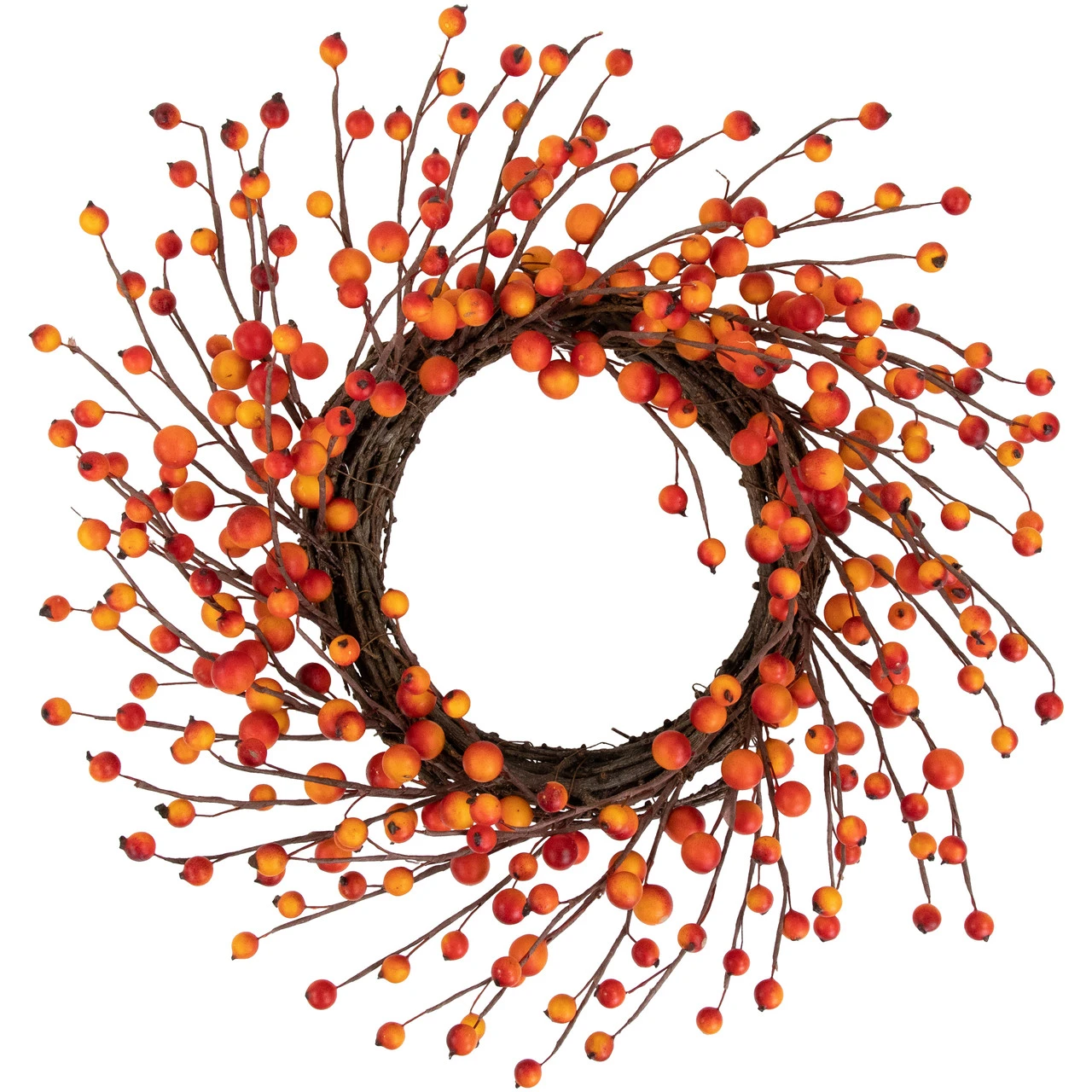 Orange Berries And Twig Artificial Fall Harvest Wreath 14- Inch, Unlit 3 Orange Berries And Twig Artificial Fall Harvest Wreath 14- Inch, Unlit