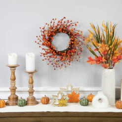 Orange Berries And Twig Artificial Fall Harvest Wreath 14- Inch, Unlit 11 Orange Berries And Twig Artificial Fall Harvest Wreath 14- Inch, Unlit -Beauty Wreaths Shop northlight vm37851 styled 2 62634.1684449118