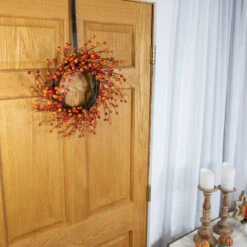 Orange Berries And Twig Artificial Fall Harvest Wreath 14- Inch, Unlit 10 Orange Berries And Twig Artificial Fall Harvest Wreath 14- Inch, Unlit -Beauty Wreaths Shop northlight vm37851 styled 88101.1684449117