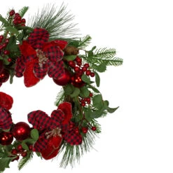 Magnolia And Red Berries Artificial Christmas Wreath - 22-Inch, Unlit -Beauty Wreaths Shop northlight vm89233 2 updated 82949.1669907719