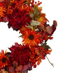 Leaves And Flowers Fall Harvest Wreath - 24-Inch, Unlit -Beauty Wreaths Shop northlight vm89234 1 09924.1667574722