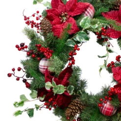 Poinsettias And Red Berries Artificial Christmas Wreath - 30-Inch, Unlit -Beauty Wreaths Shop northlight vm89298 1 71222.1667491298