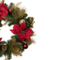 Poinsettias And Ball Ornaments Artificial Christmas Wreath - 24-Inch, Unlit -Beauty Wreaths Shop northlight vm89300 2 updated 08149.1667488090