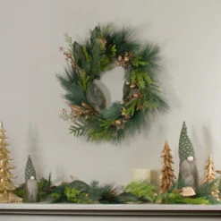 Leaves, Berry And Cedar Artificial Christmas Wreath - 20-Inch, Unlit -Beauty Wreaths Shop northlight vm90075 4 83361.1667490806