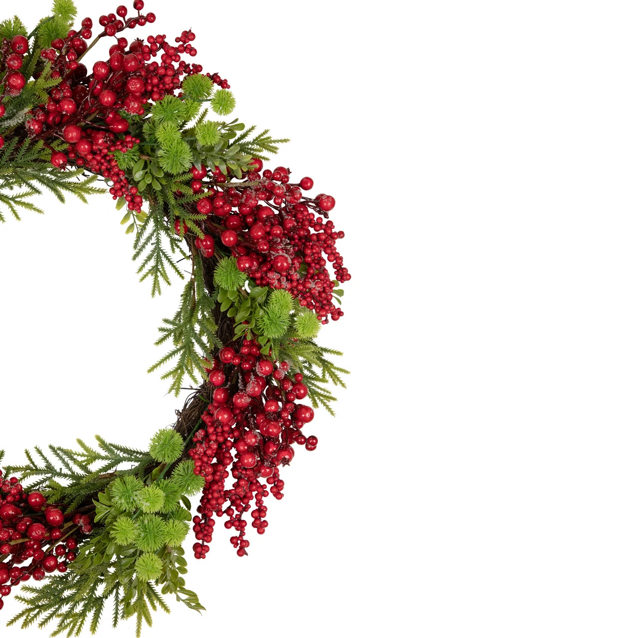Red Berry And Frosted Pine Christmas Wreath, 28-Inch, Unlit 6 Red Berry And Frosted Pine Christmas Wreath, 28-Inch, Unlit - Image 4