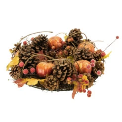 Pinecone And Pumpkin Autumn Harvest Wreath, 13.5-Inch, Unlit -Beauty Wreaths Shop northlight vm92784 3 74773.1667517378