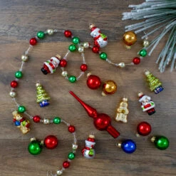 18ct Red And Green Beaded Garland With Christmas Ornaments 30" -Beauty Wreaths Shop northlight wy04152 6 72540.1669227076