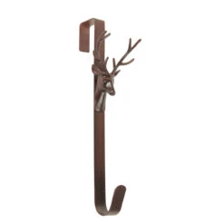 15.25" Brown Rustic Deer Over The Door Christmas Wreath Hanger