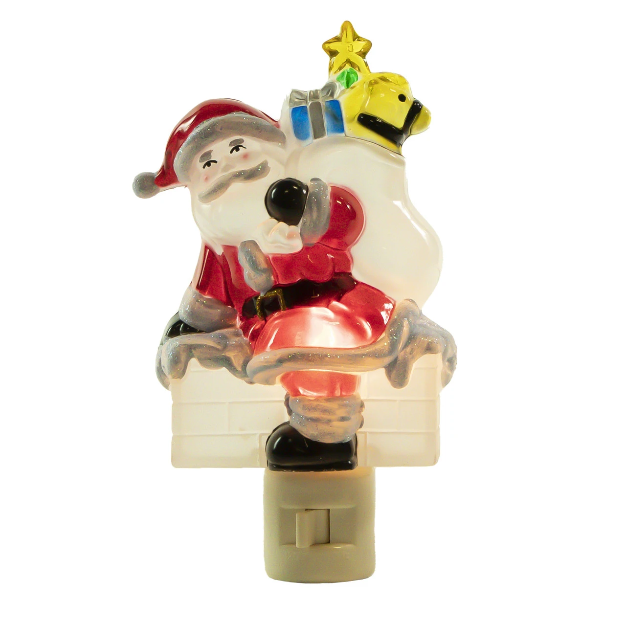 6.25" Santa In Chimney Frosted Christmas Night Light 3 6.25" Santa In Chimney Frosted Christmas Night Light