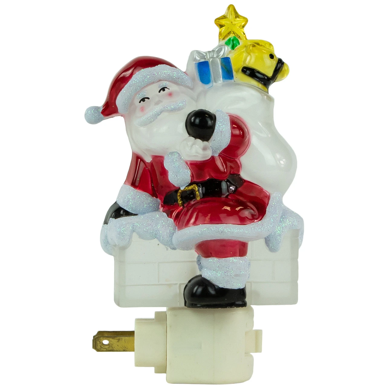 6.25" Santa In Chimney Frosted Christmas Night Light 5 6.25" Santa In Chimney Frosted Christmas Night Light - Image 3