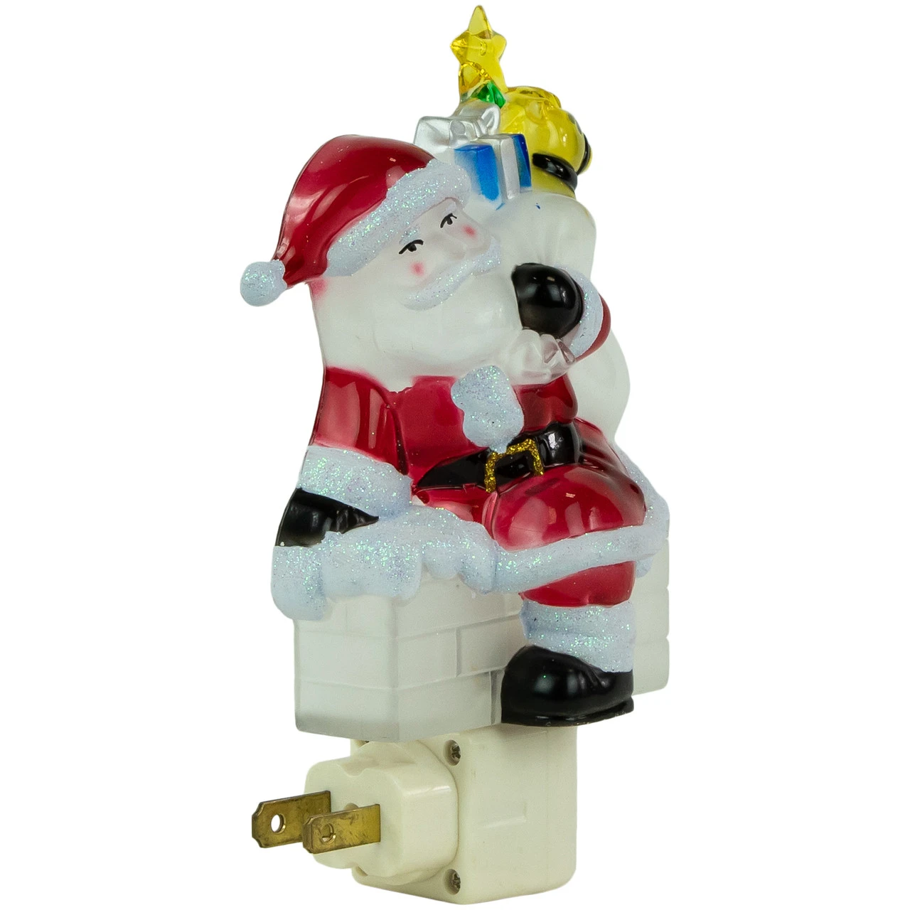 6.25" Santa In Chimney Frosted Christmas Night Light 6 6.25" Santa In Chimney Frosted Christmas Night Light - Image 4